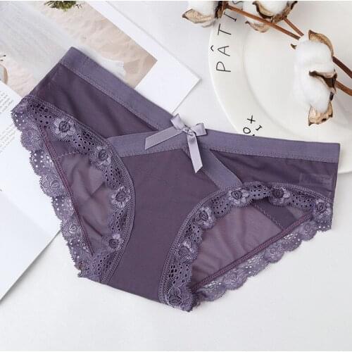 3Pcs Briefs Sexy Lace Female Hot See-through Net Yarn Underwear Comfortable Breathable Low-waist Pergnant Woman Seamless Shorts