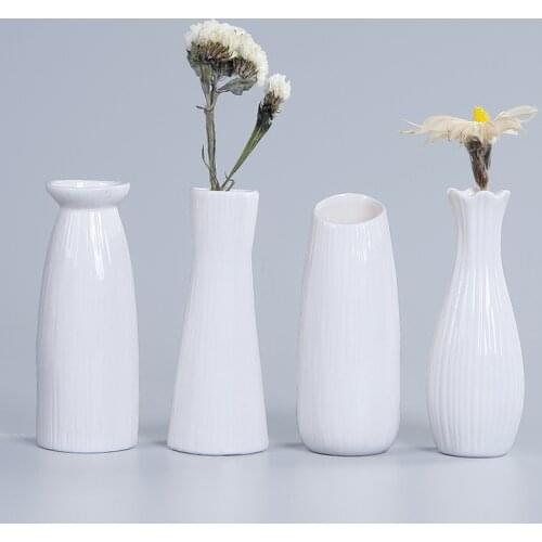 White Porcelain Flower Vase Pure Simple Relief Pattern Office Home Interior Decoration Hydroponic Vase Dry Flower Arranger Vase