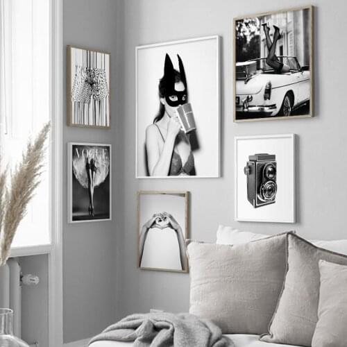 Vintage Girl Hand Heart Car Camera Quotes Nordic Prints Art Canvas Painting Wall Decor Pictures For Posters Aesthetic Room Decor