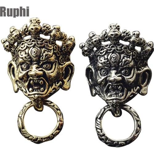 Vintage Copper Mahakala auspicious totem biting ring wealth cloth buckle DIY decoration hardware accessories