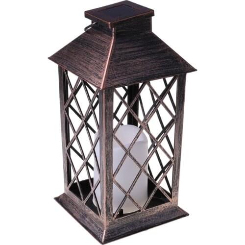 Vintage Garden Solar Powered LED Candle Table Lantern Hanging Light Outdoor Yard Lamp Classical Lighting Decoration