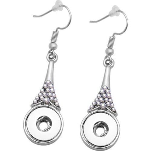 New 12mm Snap Jewelry Rhinestone Crystal Snap Earrings For Women fit 12mm Snap Button Earrings for Women Earrings