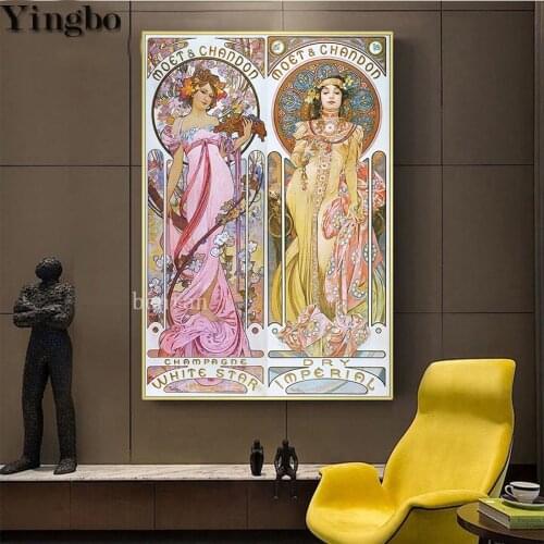 Alphonse Mucha Retro Woman Art DIY 5D Diamond Painting Handmade Diamond Cross Stitch Set Diamond Mosaic Embroidery Decoration