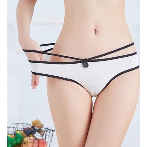 Women Sexy Lingerie Low Waist Underwear Breathable Briefs Cotton Solid Color Cute Panties Wholesale
