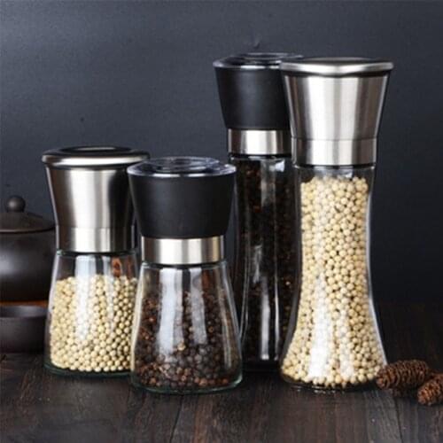 1Pcs/Set Manual Salt Grinder Set With Metal Stand Stainless Steel Pepper Mill Pepper Shaker Black Pepper Grinder Cooking Tools