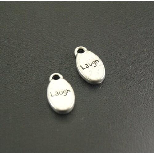 10pcs Zinc Alloy Silver Color Letter Laugh Word Charms Jewelry Making DIY Handmade Craft A567