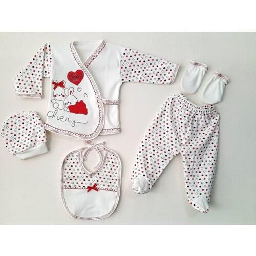 100% Cotton 5 Pİeces Baby Girl And Boy Hospital Outlet Newborn Antiallergic Zibin Set Suitable For First 3 Months