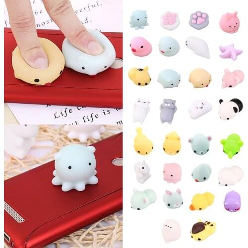 30 Pcs Kawaii Soft Wipes Mochi Squishy Squeeze Animal Cat Toys Slow Rising for Children Adults Relieves Stress Anxiety