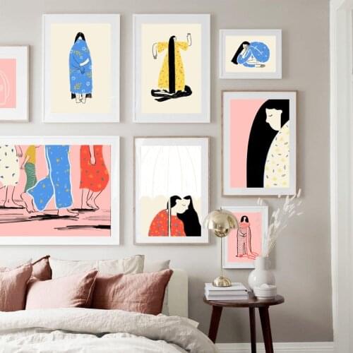 Abstract Long Hair Girl Flower Minimalist Wall Art Canvas Painting Nordic Posters And Prints Wall Pictures For Living Room Decor