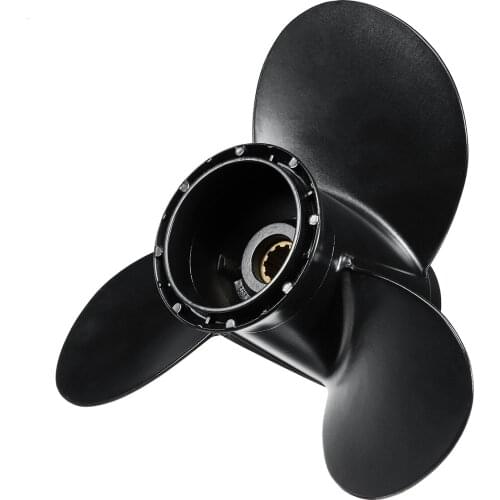For Suzuki 20-30HP 58100-96420-019 10 1/4 x 11 Aluminum Boat Outboard Propeller 10 Spline Tooths R Rotation 3 Blades Black