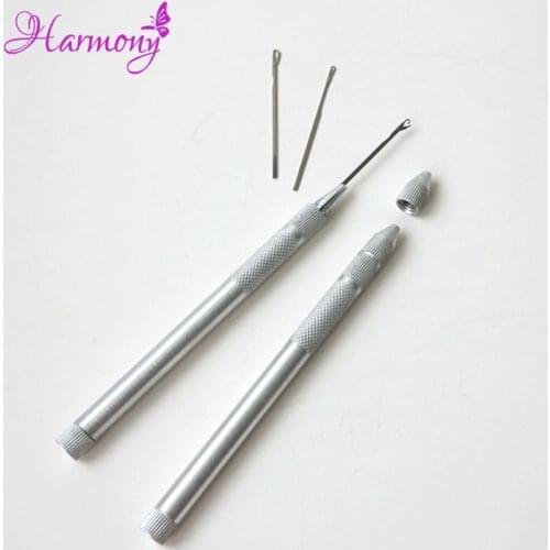 Free shipping 1pcs Aluminum loop tool thread/micro beads loop thread needle tool/loop tool for micro ring hair extensions