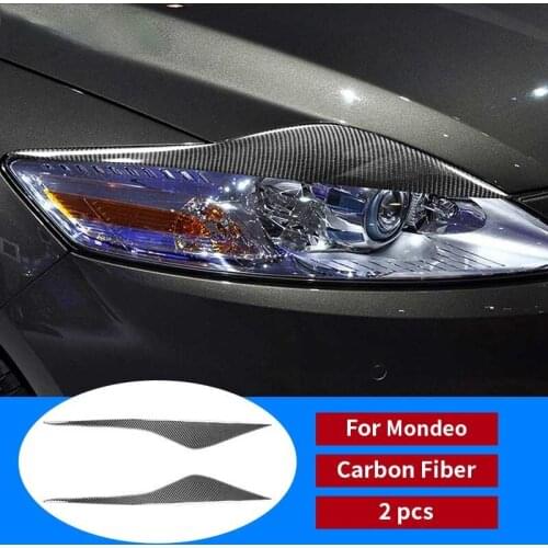 BOOMBLOCK Car Headlights Eyebrow Eyelids Carbon Fiber Trim Cover Strip Headlamp Stickers Mouldings For Ford Mondeo MK4 2007-2013