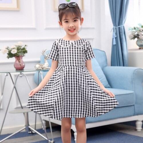 Kids Dresses For Girls Plaid Pattern Girls Summer Dress Casual Style Children Dress Bow Girl Costume Vestidos 4 6 8 10 12 Years