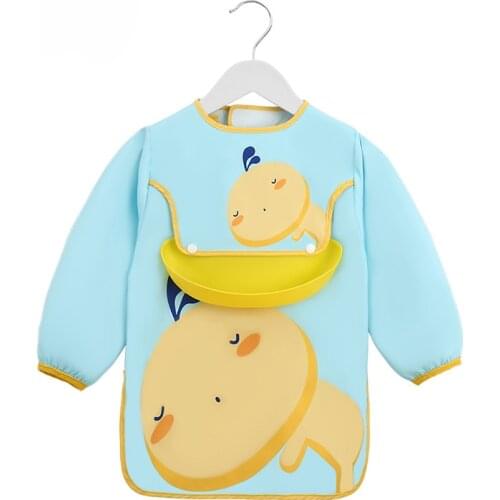 Children Anti-dirty Draw Bib Long Sleeve Apron Baby slabbetjes Cartoon Bibs Waterproof Baby Self Feeding Bib