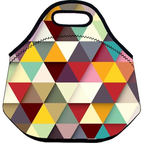 Personalized Geometric Lunch Bags for Kids School Lunch Tote Lunch Bags Women Neoprene Soft Custom Name ANG Text