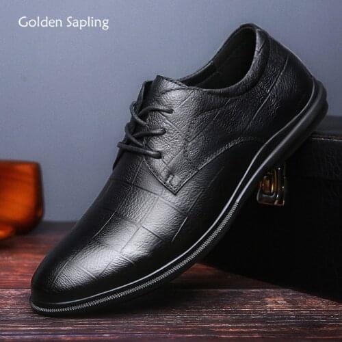 Golden Sapling Classic Formal Shoes Men Genuine Leather Casual Business Oxfords Fashion Leisure Flats Businessman Derby Shoes