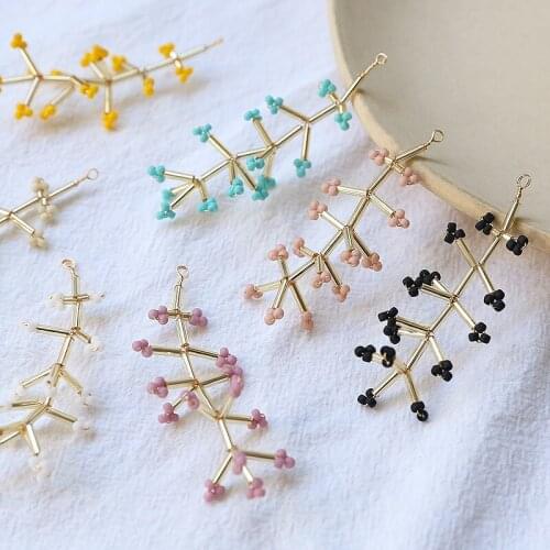 Crystal Beaded Weaving Transparent Tassel Flowers Charms 10pcs/lot For DIY Fashion Jewelry Making Finding Accessories