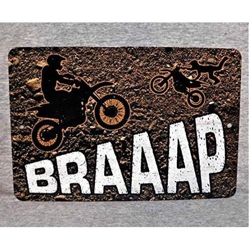 Metal Sign Braaap Motocross Motorcycle Racing Racer Rider Trials Off Road Dirt Bike Enduro Rally Mechanic Moto Mx Sx Aluminum