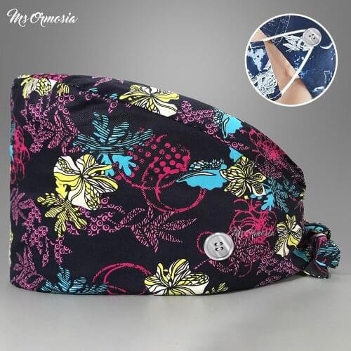 New surgery hat womens Cotton scrubs caps weat-absorbent unisex Section pet grooming nursing work hats lab scrub clinical hat