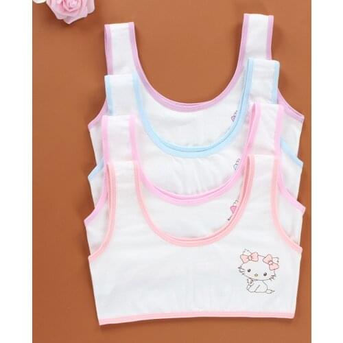 2018 Newest Kids Girl Training Bra Organic Cotton Wirefree Soft Underwear Bra for Teenage Puberty Student Underwear 8-14Y Youth