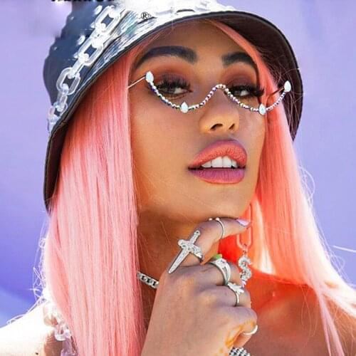 2021 New Woman Glasses Frame Fashion Rhinestone Metal No Piece Decorative Frame Eyewear Versatile