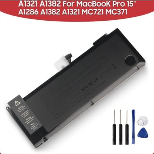 Original Laptop Replacement Battery A1382 A1321 For MacBooK Pro 15" A1286 A1382 A1321 MC721 MC371