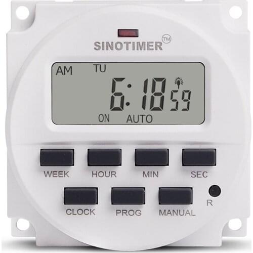 SINOTIMER 220V Weekly 7 Days Programmable Digital Time Switch Relay Timer Control for Electric Appliance 8 ON/OFF Setting