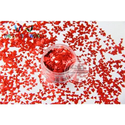 Solvent Resistant Red Color Triangle Shape Glitter for Nail Polish and DIY decoration 1Pack =50g