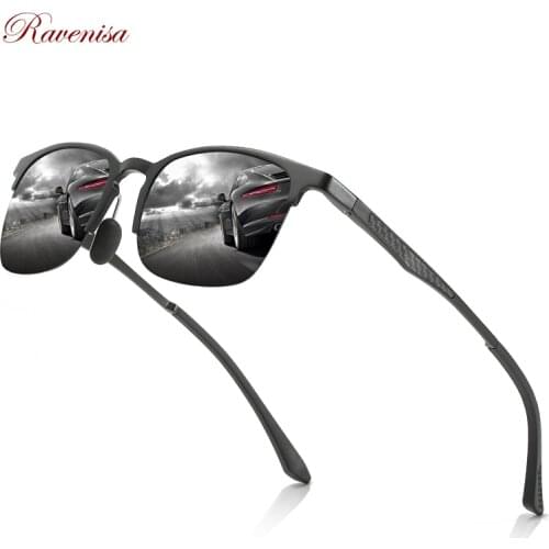 RAVENISA Fashion Half Frame Sunglasses For Men Women 2020 Aluminum Mginum Sun Glasses Polarized Mirrored Eyewear UV400 Goggle