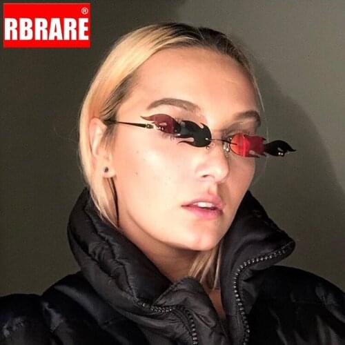 RBRARE Designer Sunglasses Women 2021 High Quality Rimless Flame Small Sunglasses Metal Mirror Sun Glasses For Men Oculos Retro