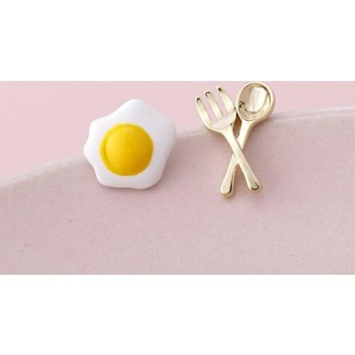 Ruanme temperament of a pair of earrings or borrow poached egg spoon fork earring ornaments contracted the taste of food