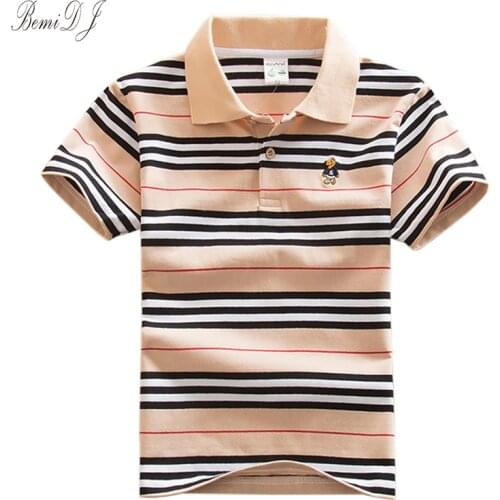 2021 Polo Shirt Kids Summer Short Sleeve Shirts Boys Stripes Tops Baby Kids Clothes Fashion Outfits Toddler Boy 3-14year T-shirt