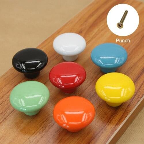 38mm Colorful Cabinet Knobs Home Improvement Solid Color Ceramic Drawer Handle Furniture Decor Children Pastoral Modern Handles