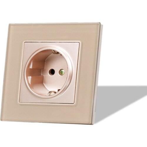 EU Standard Wall Power Socket 3 colors Panel Glass AC 110~250V 16A Outlet Wall Power Socket