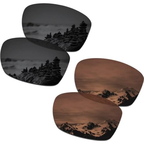 SmartVLT 2 Pairs Polarized Sunglasses Replacement Lenses for Oakley Jupiter Squared Stealth Black and Amber Brown