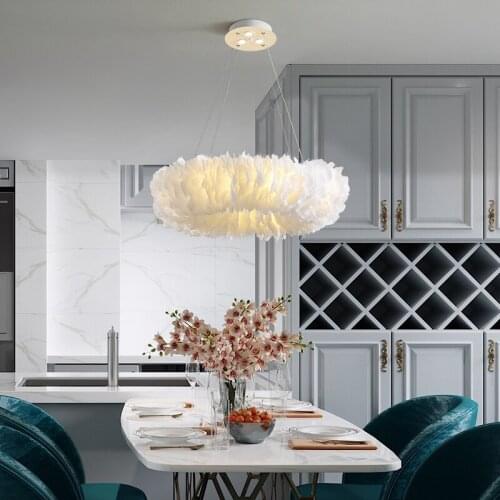 Modern Luxury Feather Chandelier Hardware Lampbody Restaurant Home Decorate Living Dining Room E27 Drawing Room LED Hanging Lamp