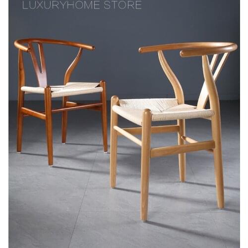 Modern Nordic Design Solid Ash Oak Wood Wooden Seat Weaved Classic Nice Fashion Home Popular Dining Side Furniture Arm Chair 1PC