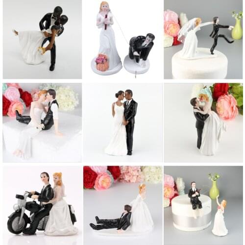 Black Groom Bride Marry Resin Figurine Wedding Cake Topper Wedding Decoration Day Valentines Engagement Decor Anniversary