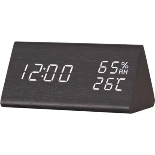 68UC Triangular Digital Alarm Clock for Bedroom with LED Time Display 3 Alarm Setting Humidity Temperature Desktop Digital Timer