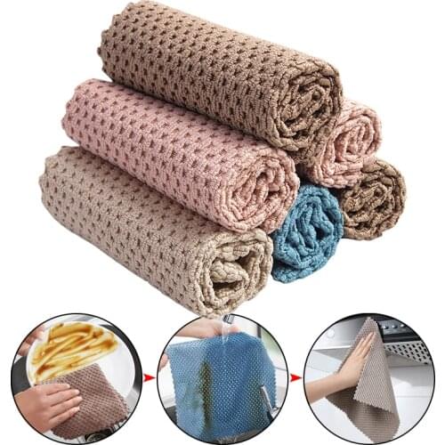 Kitchen Anti-grease Wipping Rags Washing Dish Cleaning Towel Efficient Super Absorbent Microfiber Cleaning Cloth