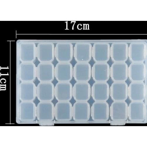 Storage 28 lattice jewelry storage box finishing dust proof lattice transparent drill box medicine box beads button 1853