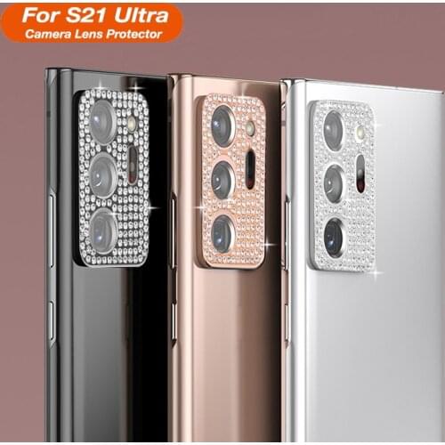 3D Glitter Rhinestone Camera Lens Protector For Samsung Galaxy S21 S20 Ultra Plus Note 20 Ultra Diamond Camera Screen Full Cover