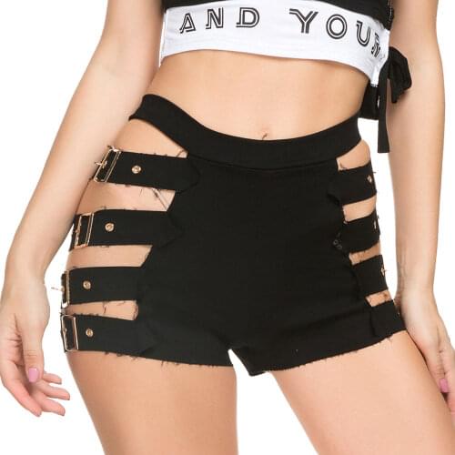 2021 Women Hollow Out Shorts Sexy High Waist Bandage Mini Shorts Club DJ Dance Party Shorts White Black