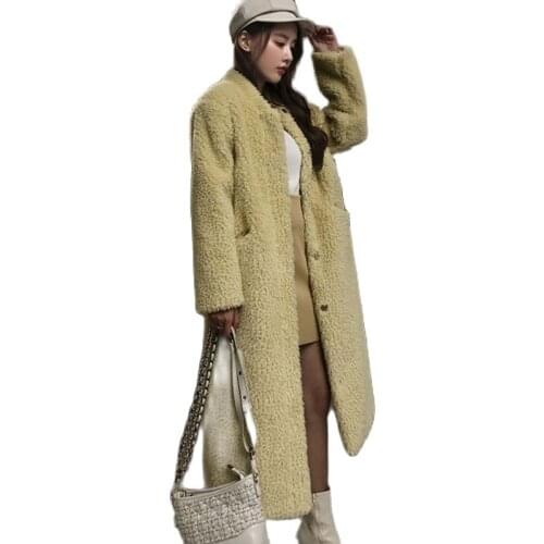 Faux Fur Coat Women 2019 Autumn Winter Drop Sleeve Lamp Fur Coat Plush Warm Thicken Overcoat Goddesses Long Teddy Coat Female