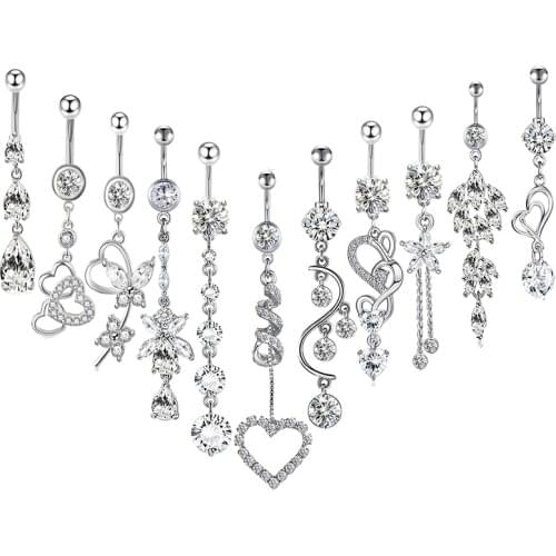 1PC Piercing Navel Surgical Steel Single Crystal Rhinestone Belly Button Rings Navel Piercing Ombligo 5/8mm Ball Nombril