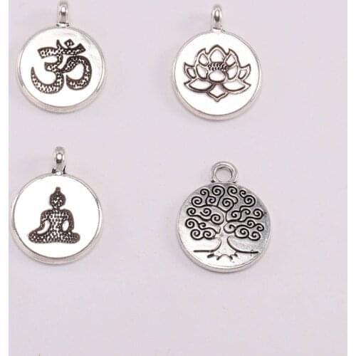 10Pcs/lot ZincAlloy Tibetan Plated Yoga OM Buddha Lotus Charm Style Pendants For DIY Bracelet Jewelry Making Finding Accessories