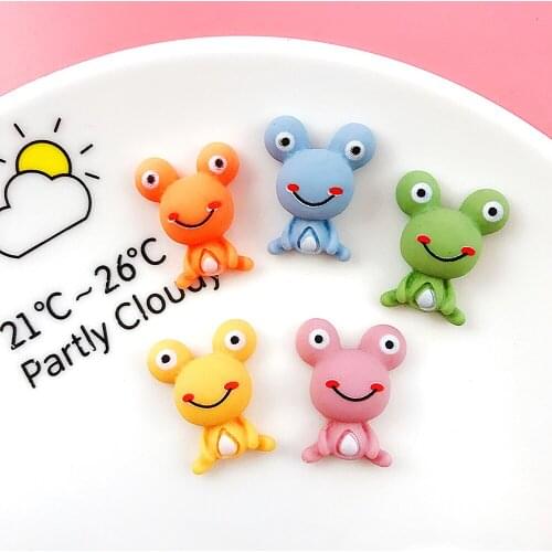 5colors Cartoon Frog Charm Diy Gift 6pcs Flat Back Glue Set 22*18mm Big Eyes Frog Charm Jewelry Decoration Croc Handmade Finding