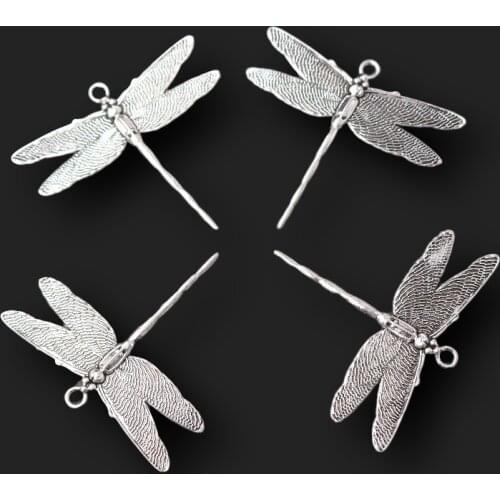 8pcs Silver Plated Cute Dragonfly Charm Animal Necklace Earrings Metal Pendant DIY Jewelry Handicraft Accessories 47*43mm A1060