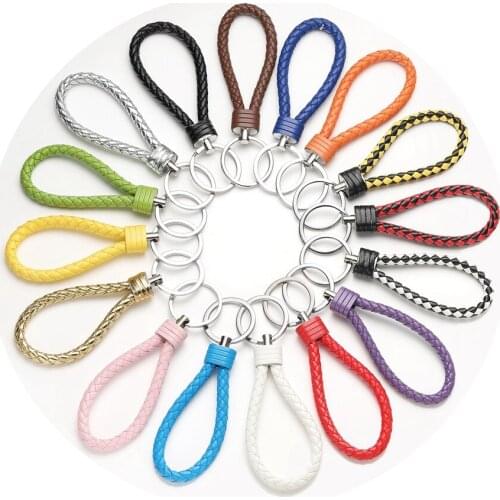 ASHMITA Fashion Braided Leather Rope Handmade Keychain Leather Key Chain Ring Holder for Car Keyrings Men Women Keychains