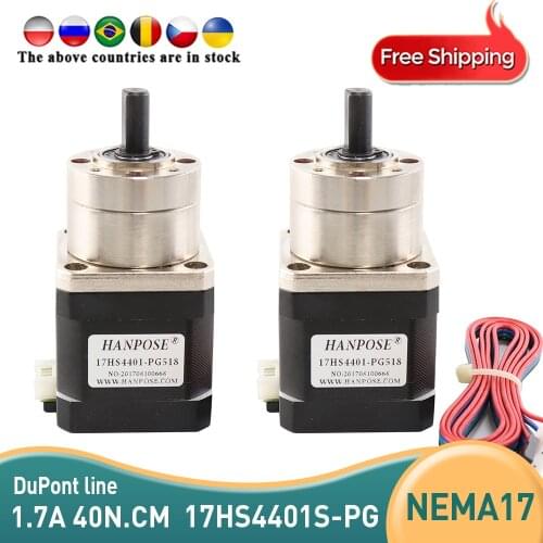 Free shipping 4lead Nema17 Stepper Motor 40N.CM 42 motor Extruder Gear Stepper Motor 17HS4401S-PG Ratio 5.18:1 Planetary Gearbox